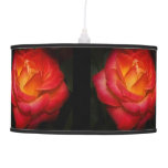 Flaming Red Roses x 4 on Black Pendant Lamps
