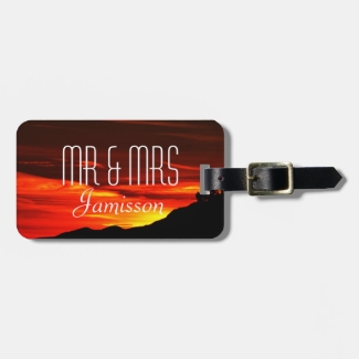 Flaming Red Sunset Personalized Mr and Mrs Custom