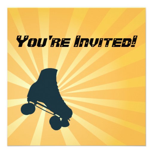 Flaming Roller Skating Birthday Party Invitation