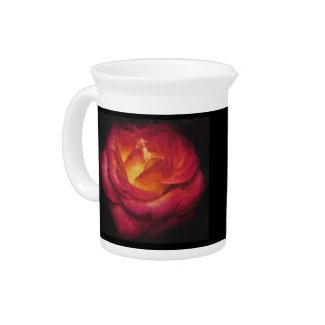 Flaming Rose Oil Painting Canvas Pitcher