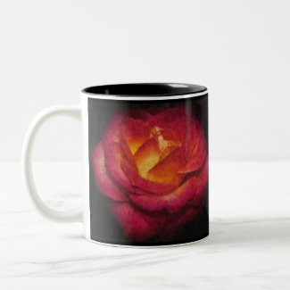 Flaming Rose Oil Painting Coffee Mug