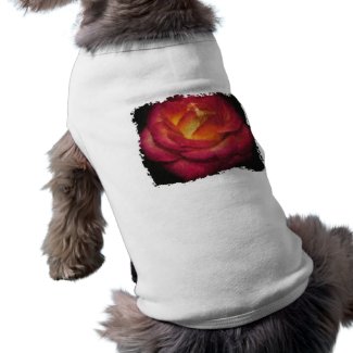 Flaming Rose Oil Painting Doggie Tshirt