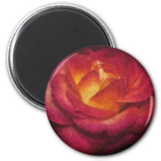Flaming Rose Oil Painting Fridge Magnet