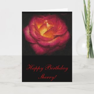 Flaming Rose Oil Painting Greeting Card