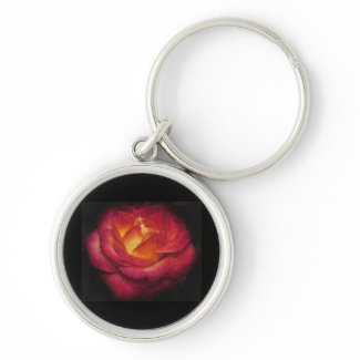 Flaming Rose Oil Painting Keychain