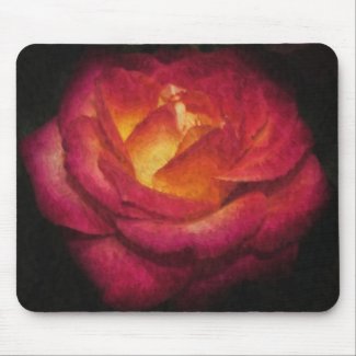 Flaming Rose Oil Painting Mouse Pads