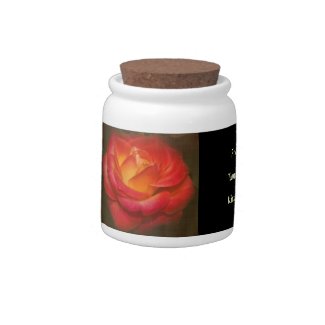 Flaming Rose Oil Painting on Parchment Candy Dish