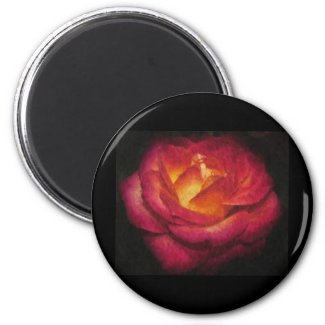 Flaming Rose Oil Painting Refrigerator Magnets