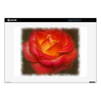 Flaming Rose on Parchment 15&quot; Laptop Skin