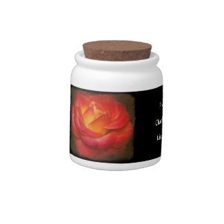 Flaming Rose On Parchment Black Edge Candy Jar