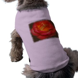 Flaming Rose on Parchment Dog T-shirt