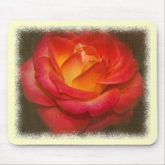 Flaming Rose on Parchment Mouse Pads