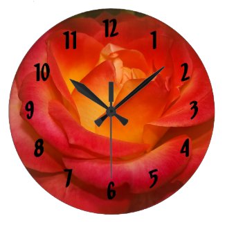 Flaming Rose on Parchment Round Clock