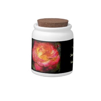Flaming Rose Water Color Black Edge Candy Jar