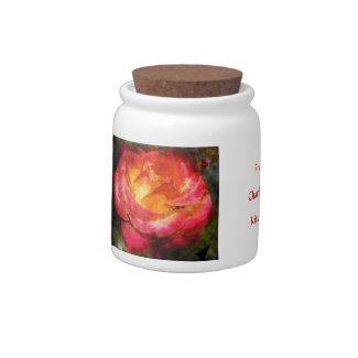 Flaming Rose Water Color Candy Jar