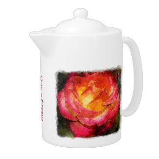 Flaming Rose Water Color White Edge