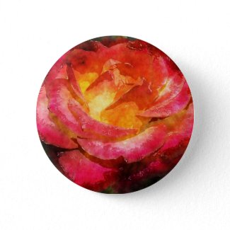 Flaming Rose Watercolor Buttons
