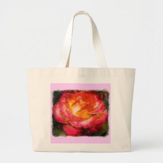 Flaming Rose Watercolor Canvas Bags