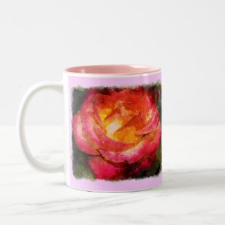 Flaming Rose Watercolor Coffee Mugs