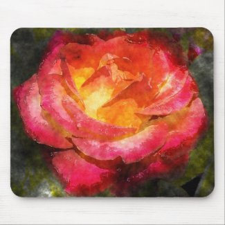 Flaming Rose Watercolor Mousepads