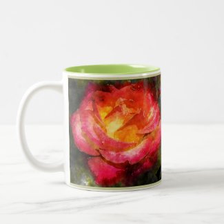 Flaming Rose Watercolor Mug