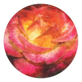 Flaming Rose Watercolor Sticker