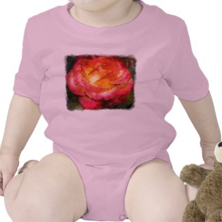 Flaming Rose Watercolor T Shirt