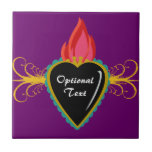 Flaming Sacred Heart Milagro Personalized Art Tile