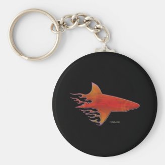 Flaming Shark by FishTs.com Key Chains