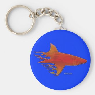 Flaming Shark by FishTs.com Keychains