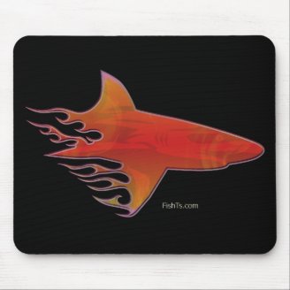 Flaming Shark by FishTs.com Mouse Mat