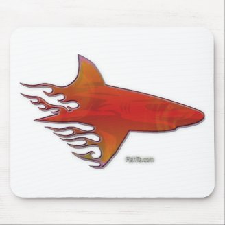 Flaming Shark by FishTs.com Mouse Pads