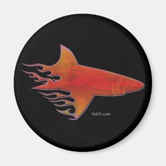 Flaming Shark by FishTs.com Refrigerator Magnets
