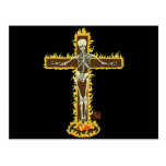 Flaming Skeleton Crucifix on a Pyre Post Card