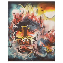 flaming skull abstract art flyers