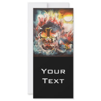 flaming skull abstract art custom rack card