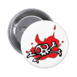 Flaming Skull and Crossbones Button