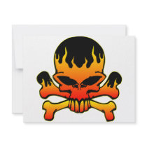 Flaming Skull and Crossbones invitations