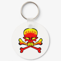 Flaming Skull and Crossbones keychains