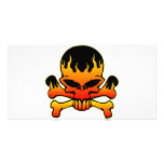 Flaming Skull and Crossbones Custom Photo Card
