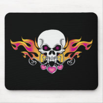 Flaming Skull and Hearts mousepads