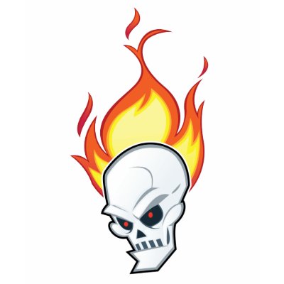 Flaming Skull Black Tshirt by spiritfuel