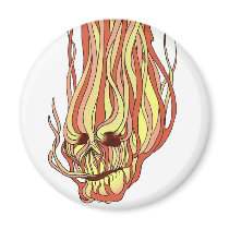 Flaming Skull Fridge Magnets