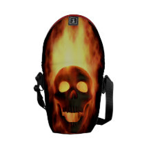 Flaming Skull Messenger Bag