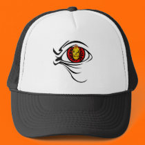 flaming skull red eye skull hats