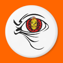 flaming skull red eye skull magnets