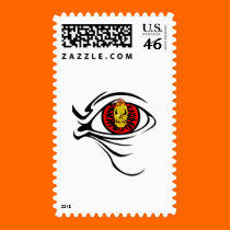 flaming skull red eye skull postage