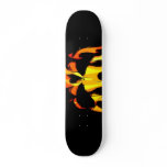 Flaming skull skate board