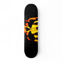 Flaming skull skate board