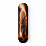 Flaming skull skateboard